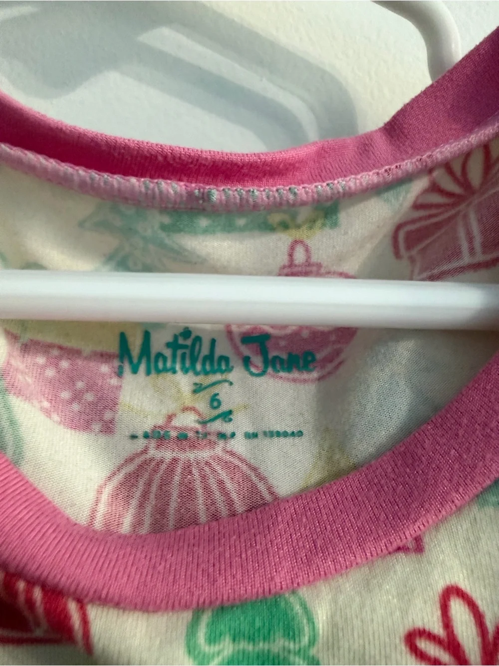 Matilda Jane Pink and Green Holiday Ornament Pajama Set